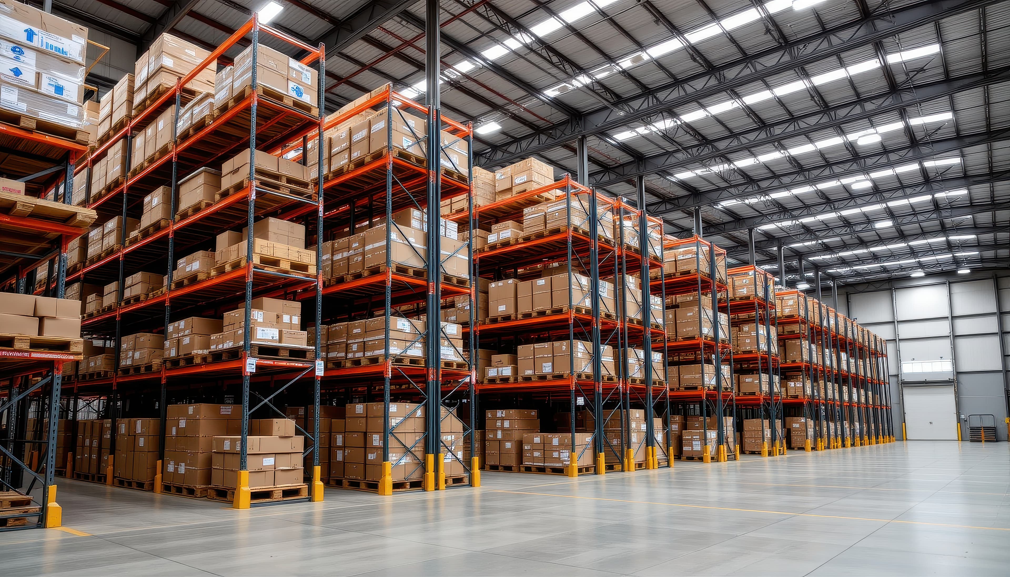 Large warehouse with professional pallet racking systems